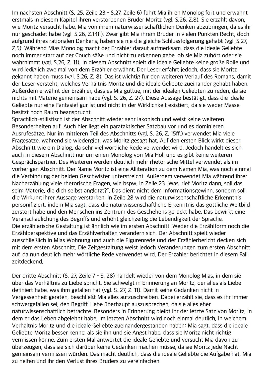 Textanalyse zu "Corpus Delicti" - Kapitel "Die ideale Geliebte"
Im Folgenden werde ich das Kapitel "Die ideale Geliebte" (S. 25-28) aus dem 
