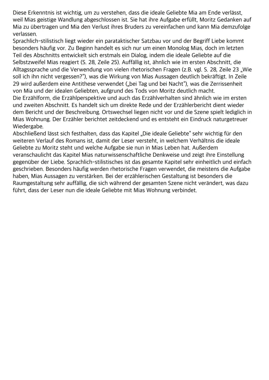 Textanalyse zu "Corpus Delicti" - Kapitel "Die ideale Geliebte"
Im Folgenden werde ich das Kapitel "Die ideale Geliebte" (S. 25-28) aus dem 