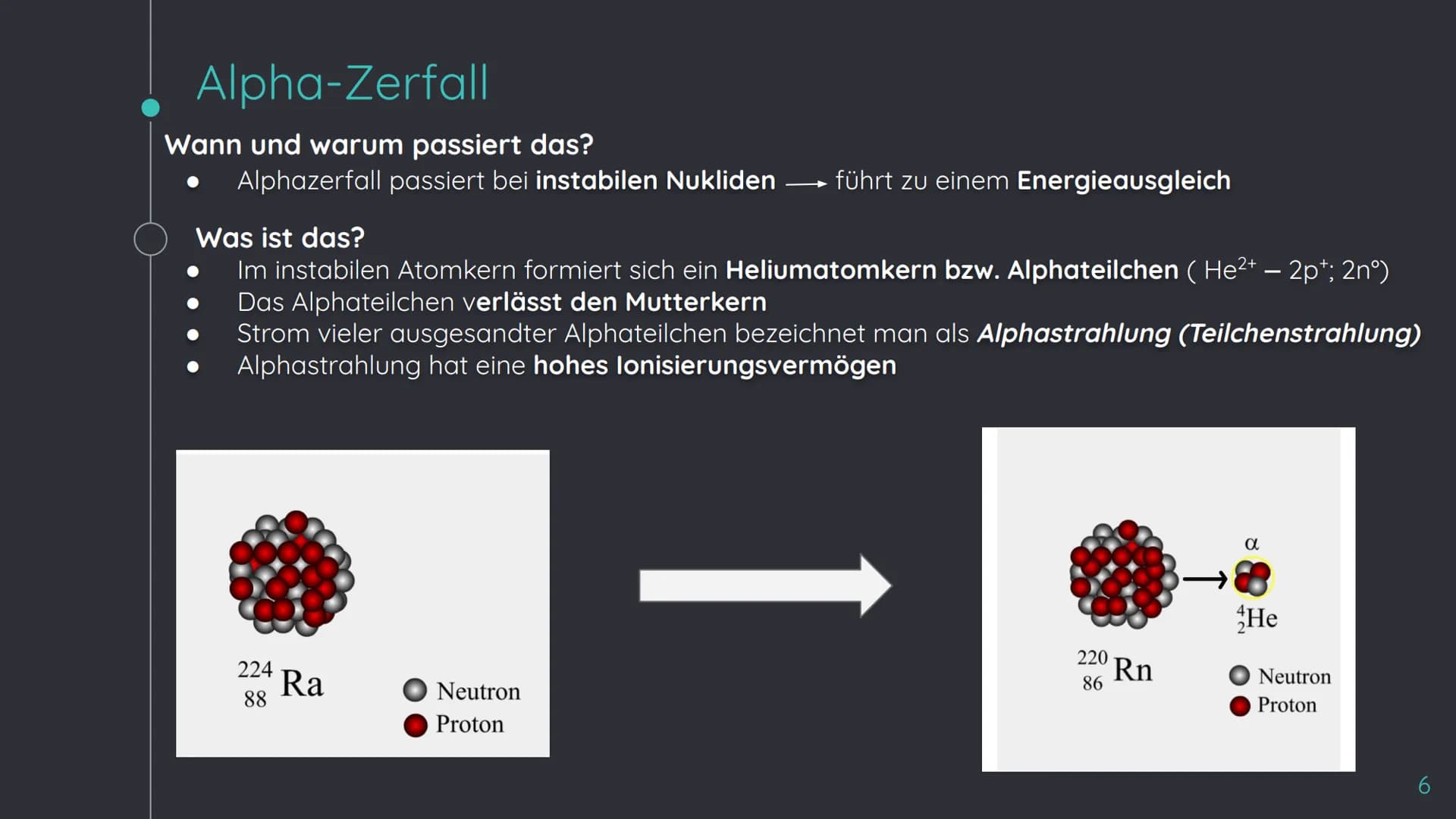 ZERFALLS - UND
STRAHLUNGSARTEN GLIEDERUNG
O
O
O
O
Basics/Vokabular
Alpha-Zerfall
Beta-Zerfall
Gammastrahlung
Halbwertszeit und spezifische A