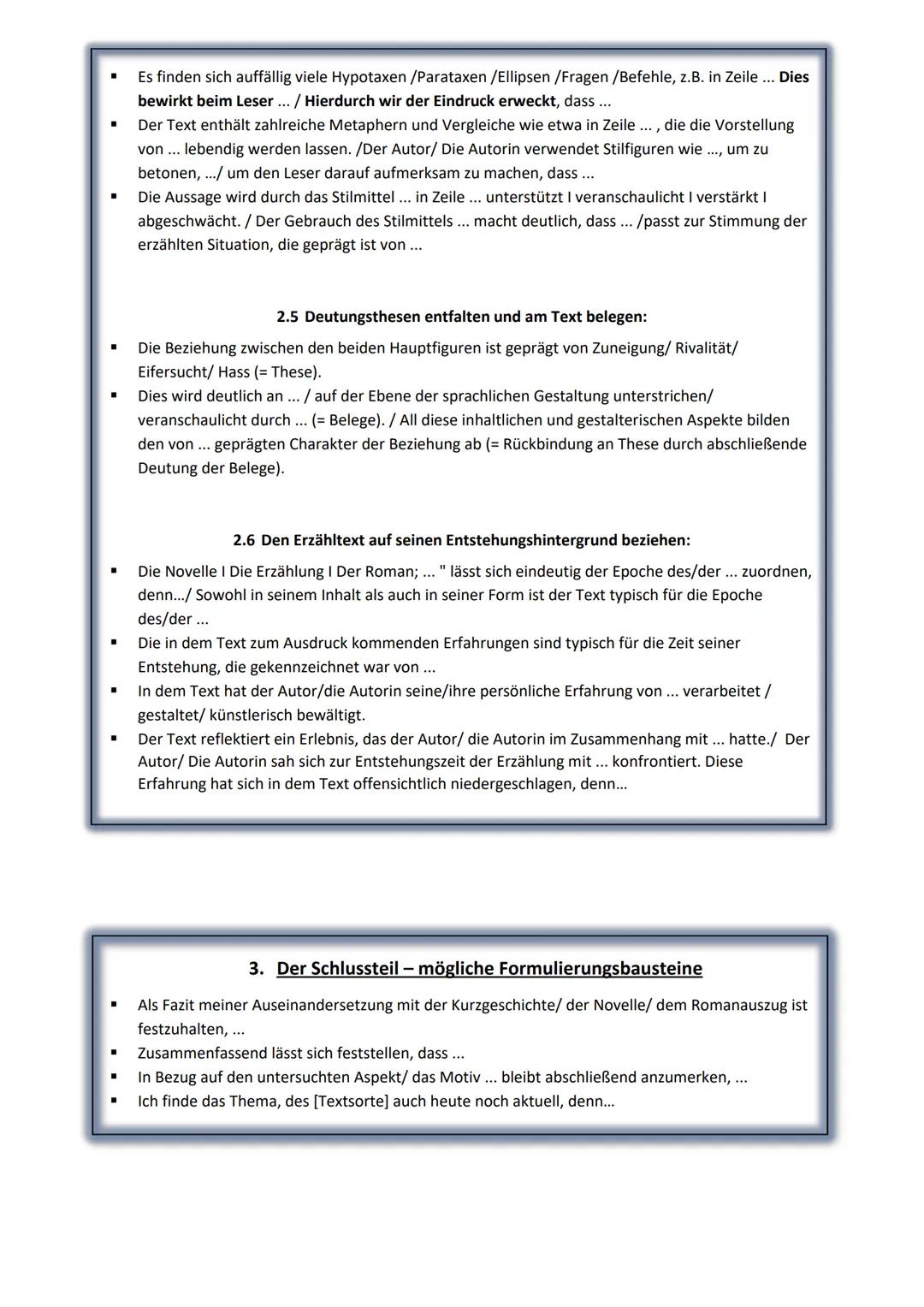 ■
Formulierungsbausteine für die Interpretation von Kurzprosatexten
■
I
I
■
Kommunikation und Kurzprosa
■
Deutsch BF
1. Die Einleitung mögli