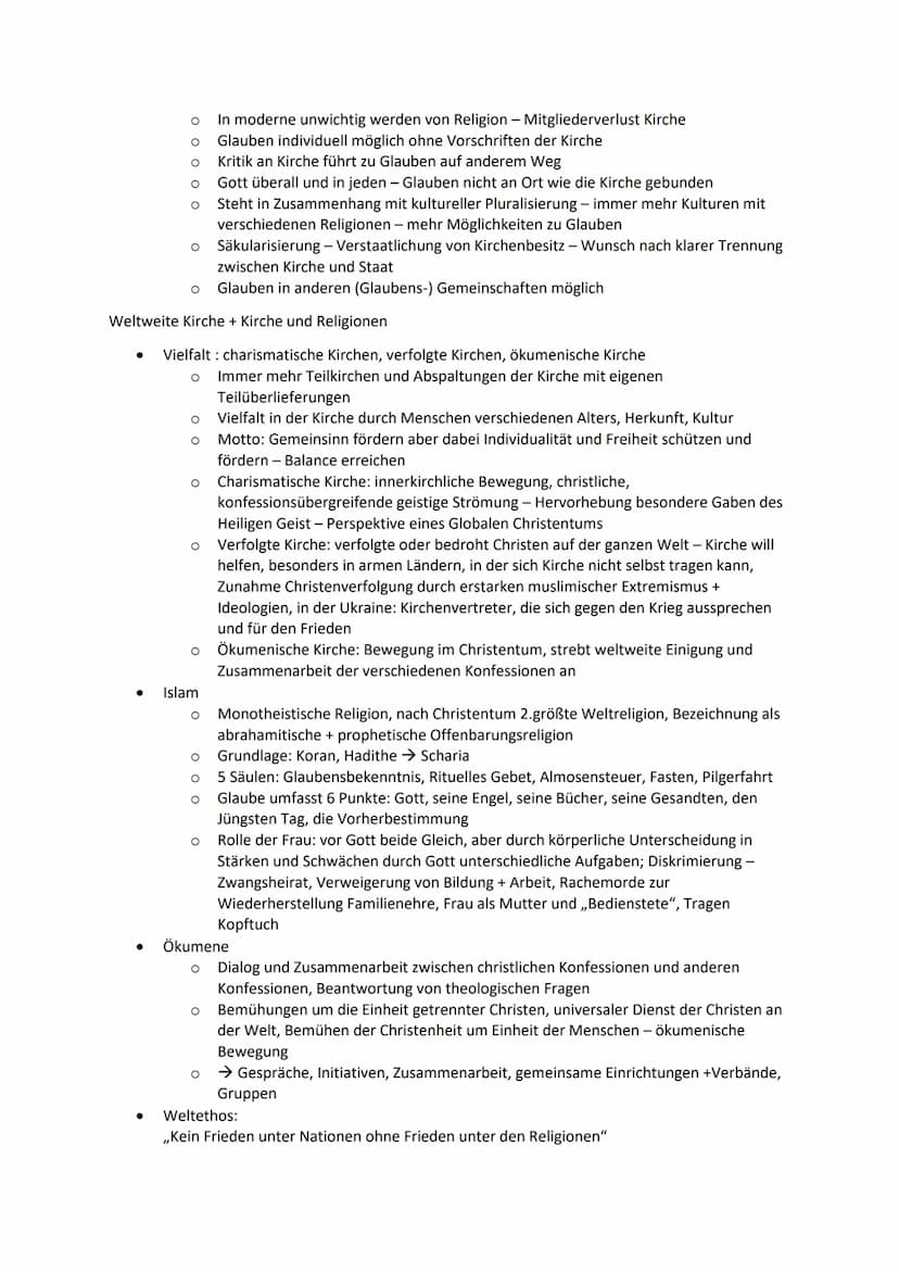 Kirche
Beziehung von Mann und Frau in der Bibel
Werden gleichzeitig erschaffen = Gleichstellung (Gen1,27)
Frau als Männin benannt, Frau als 