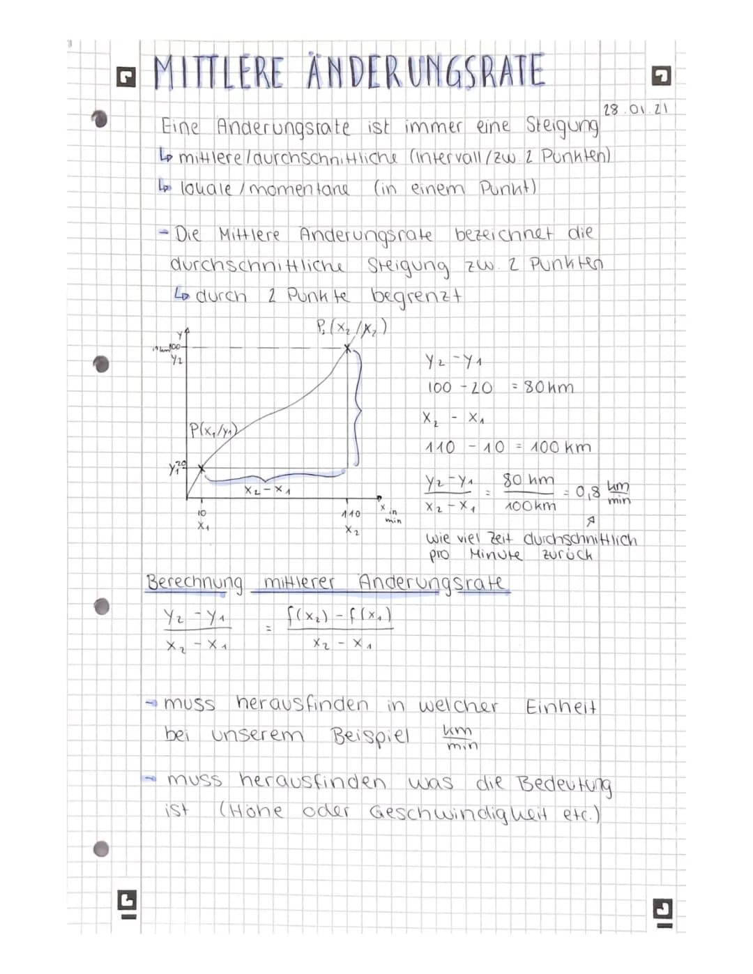 Mittlere und Momentane Änderungsrate Berechnen – Einfache Beispiele und Übungen