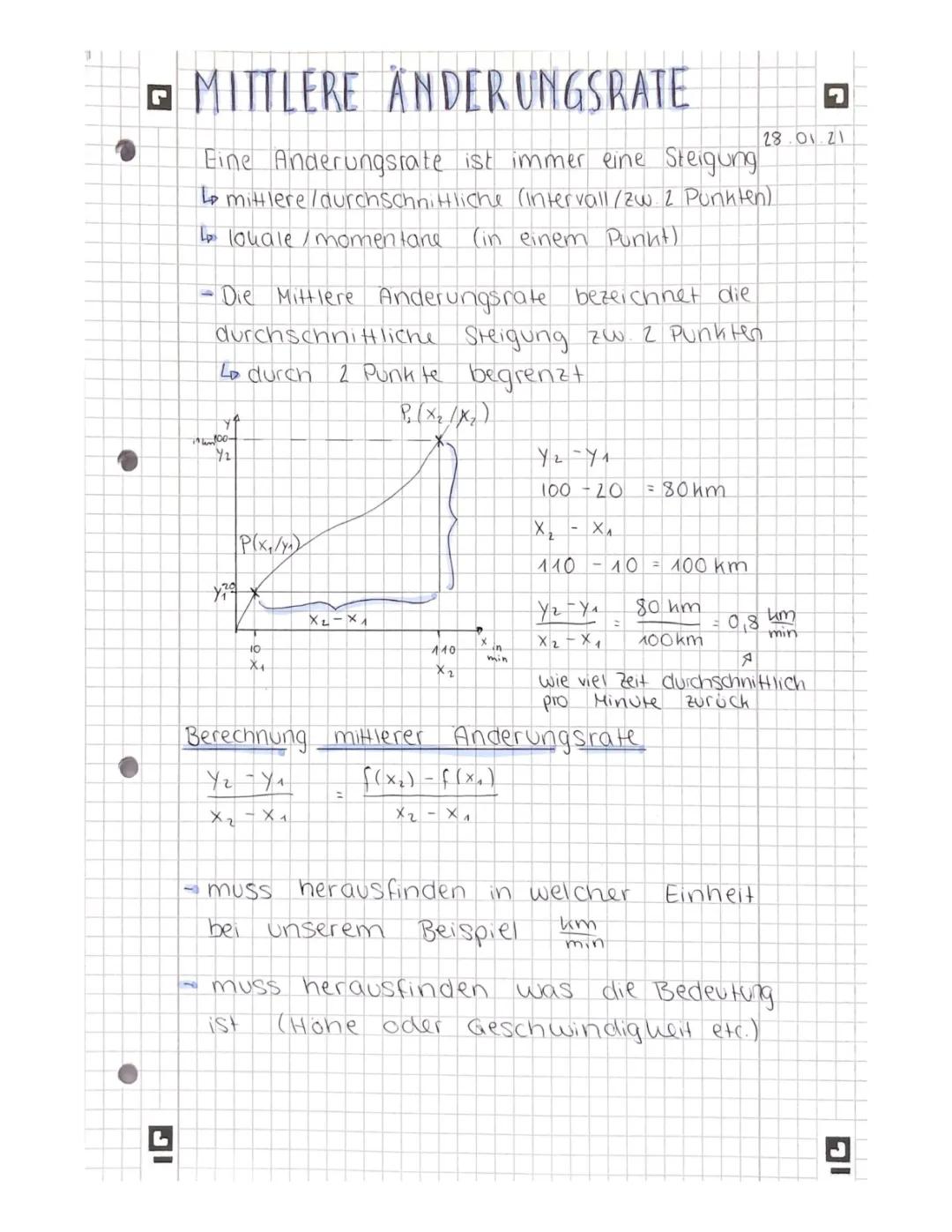 Mittlere und Momentane Änderungsrate Berechnen – Einfache Beispiele und Übungen