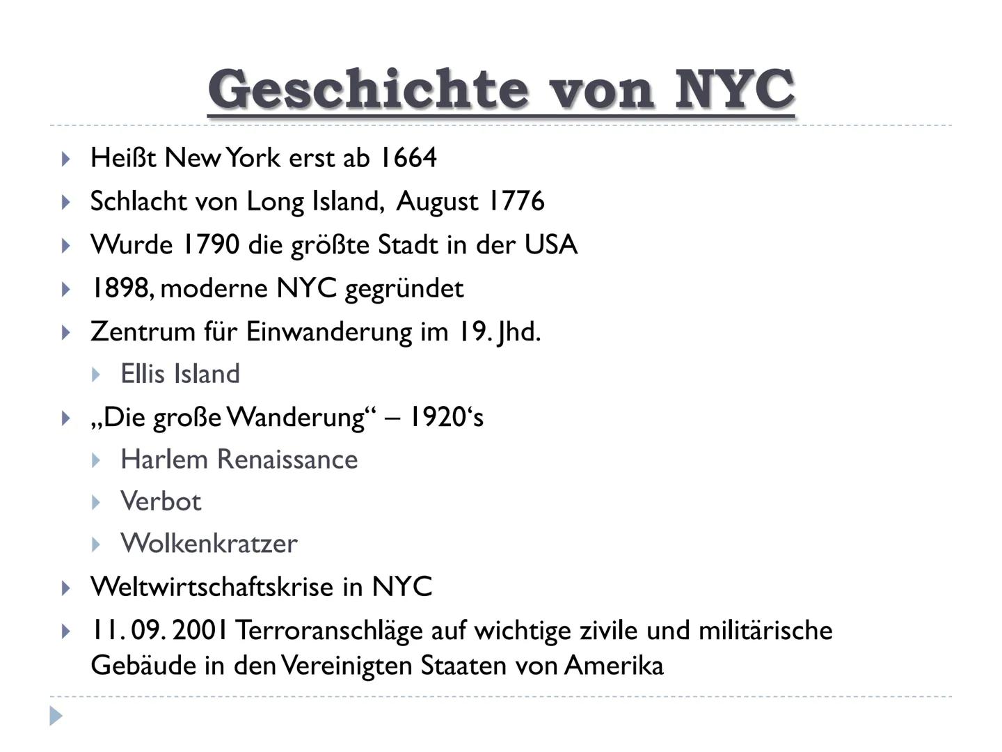 New York
„größte Stadt der USA" Gliederung
Lage
► Fakten
‣ Geschichte von New York City
▶ Sehenswürdigkeiten Lage
▸ 41°nördliche Breite / 74