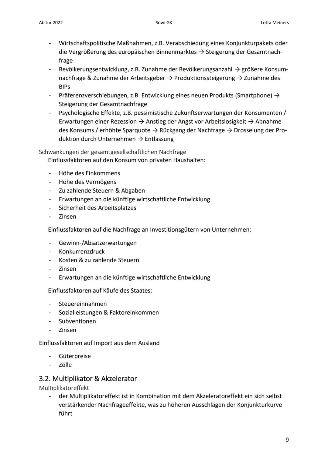 Abitur 2022
3. Konjunktur5 & Wachstumsschwankungen
3.1. Konjunkturzyklus
Konjunkturkurve
Bruttoinlandsprodukt
zyklische Schwankungen in Bezu