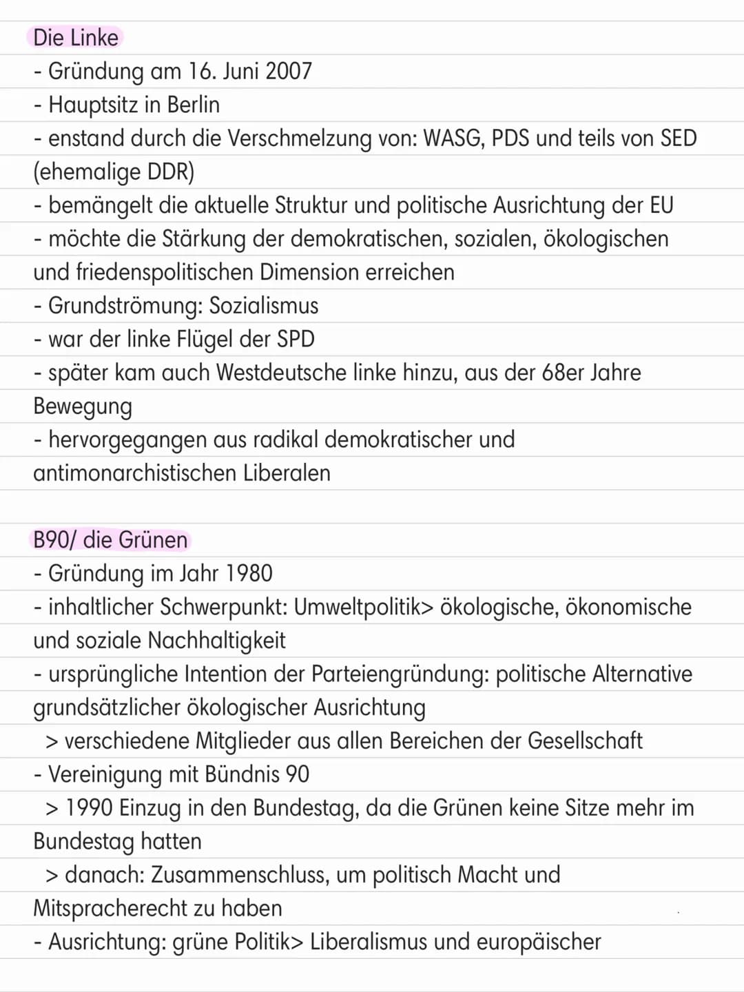 Die Linke
- Gründung am 16. Juni 2007
- Hauptsitz in Berlin
- enstand durch die Verschmelzung von: WASG, PDS und teils von SED
(ehemalige DD