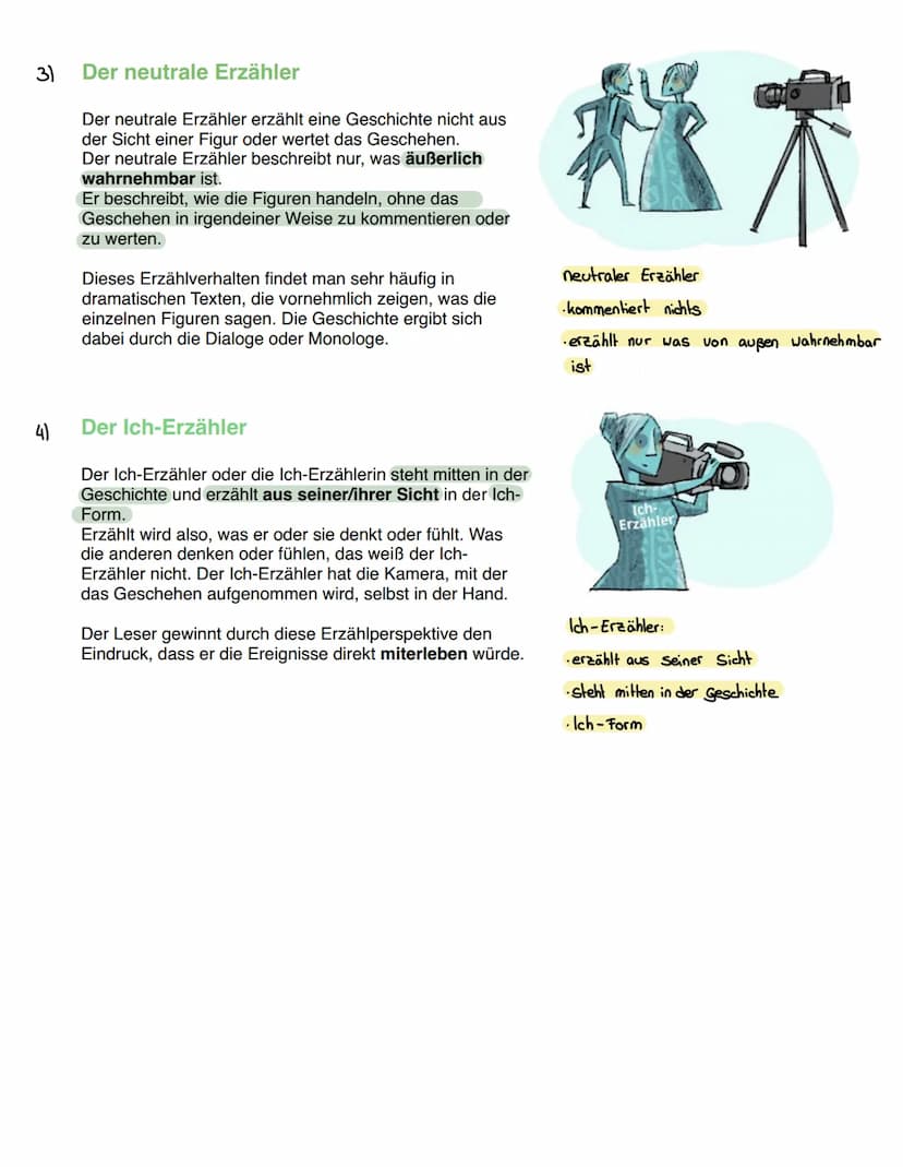 1)
Erzählperspektiven
Der auktoriale (allwissende) Erzähler
Wie der Name schon sagt weiß der auktoriale Erzähler
alles. Er erzählt aus einer