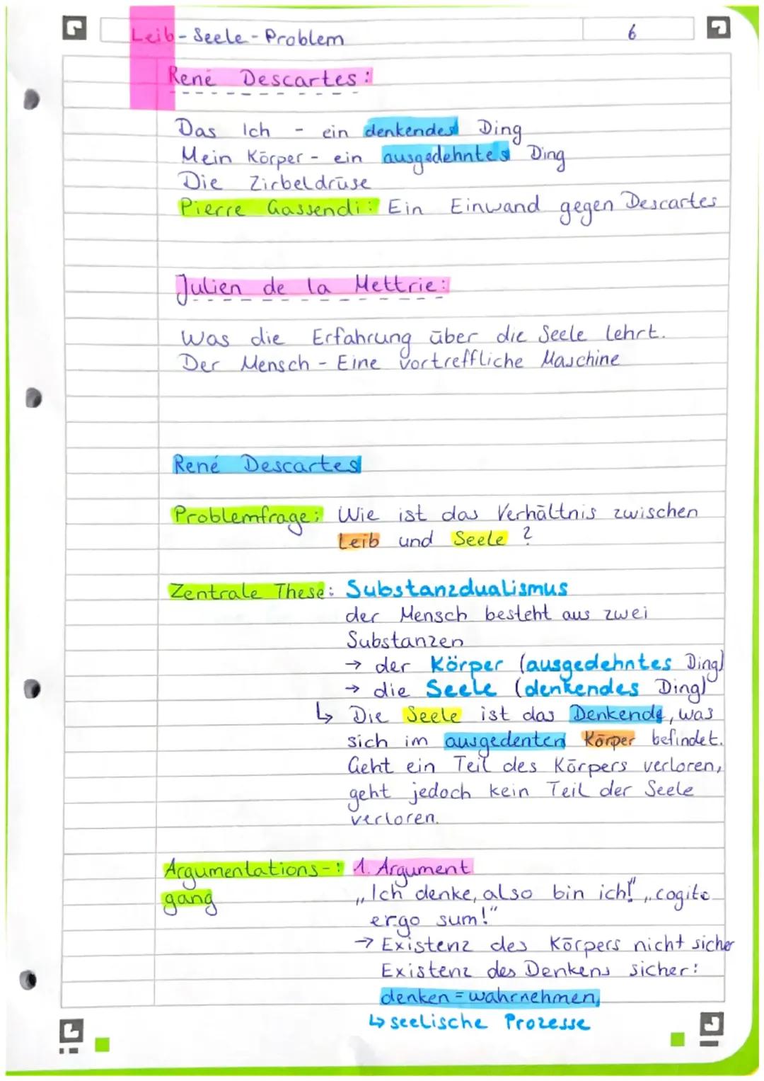 Das Leib-Seele-Problem: Descartes, La Mettrie und Nagel im Vergleich