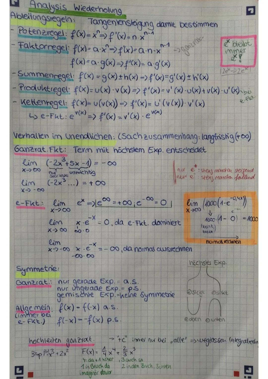 # Analysis Wiederholung

Ableitungsregeln: Tangentensteigung damit bestimmen

- Potenzregel: $f(x)=x^n=> f'(x)=n.x^{n-1}$

- Faktorregel:

$