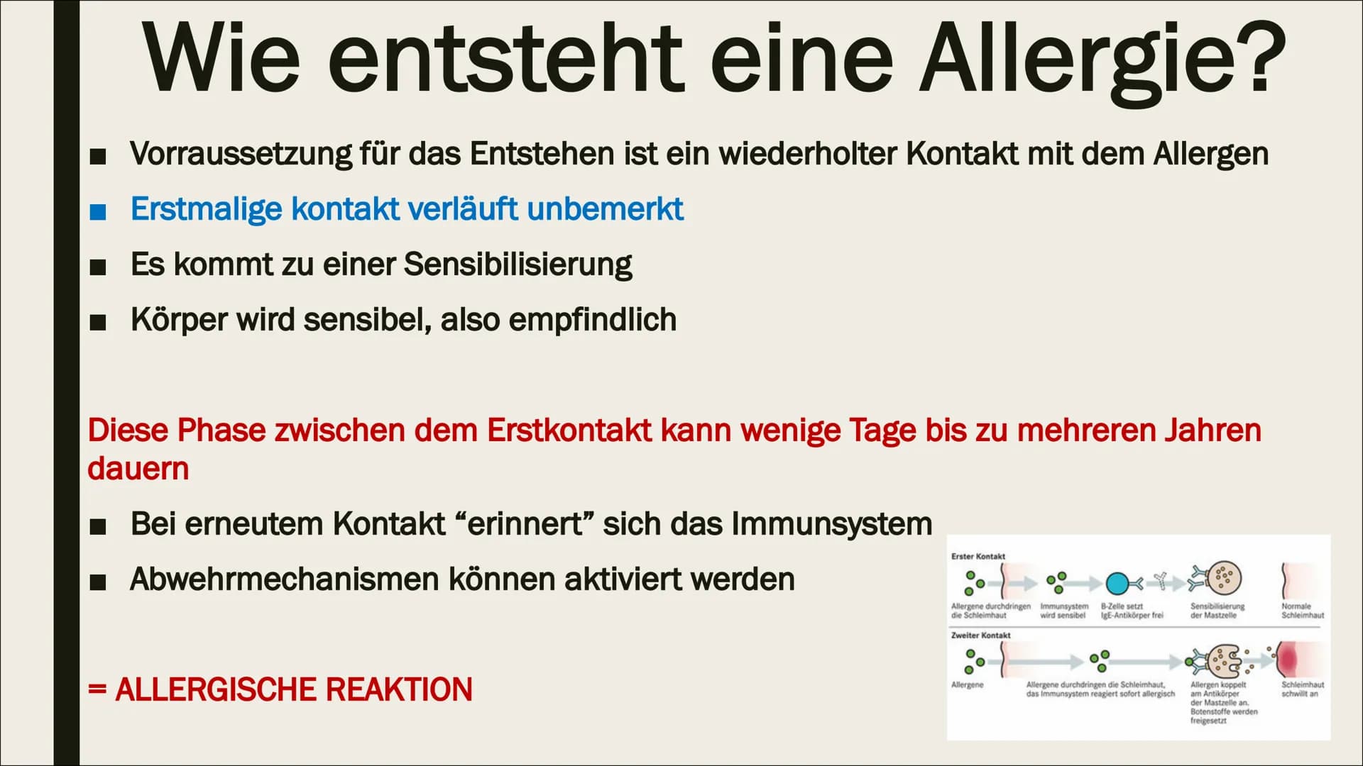 BIOLOGIE-ALLERGIE Gliederung
1. Was ist eine Allergie?
2. Wie entsteht eine Allergie?
3. Wie stelle ich eine Allergie fest?
4. Verschiedene 