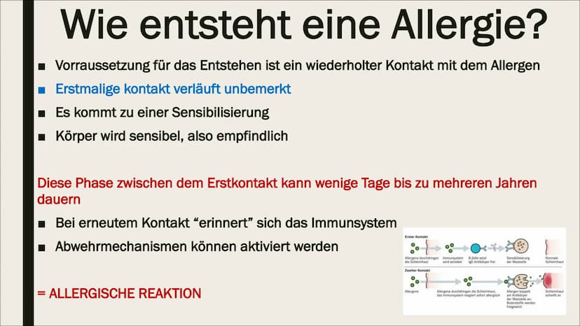 BIOLOGIE-ALLERGIE Gliederung
1. Was ist eine Allergie?
2. Wie entsteht eine Allergie?
3. Wie stelle ich eine Allergie fest?
4. Verschiedene 