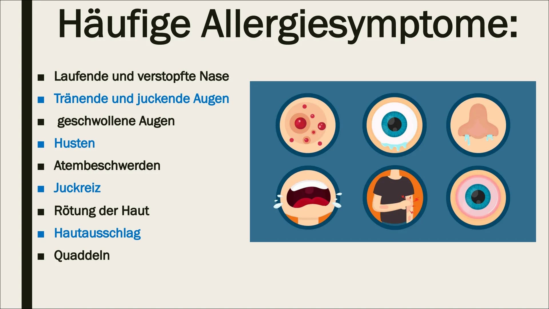 BIOLOGIE-ALLERGIE Gliederung
1. Was ist eine Allergie?
2. Wie entsteht eine Allergie?
3. Wie stelle ich eine Allergie fest?
4. Verschiedene 