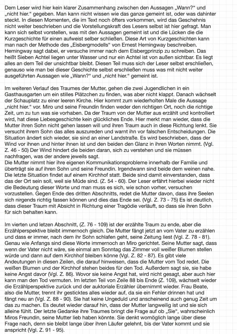 
<p>Den Inhalt des Textes "Leise Begleitung" von Rainer Maria Rilke schriftlich knapp zusammenfassen.</p>
<p>Die Kurzgeschichte "Leise Begle