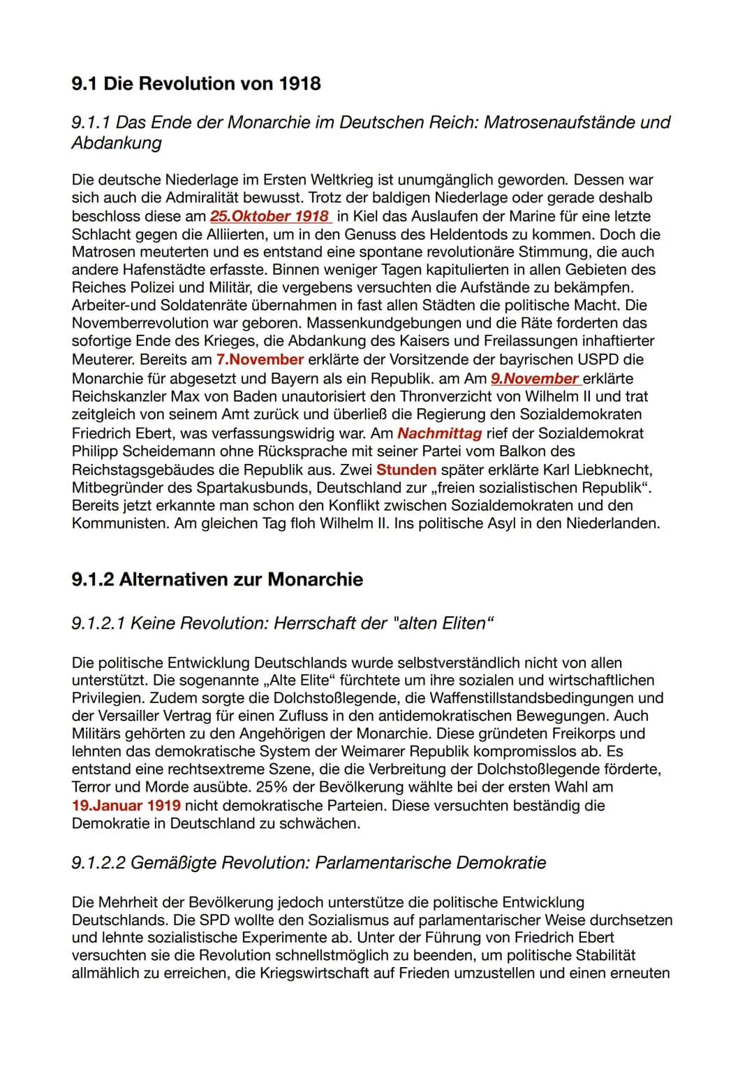 9.1 Die Revolution von 1918
9.1.1 Das Ende der Monarchie im Deutschen Reich: Matrosenaufstände und
Abdankung
Die deutsche Niederlage im Erst