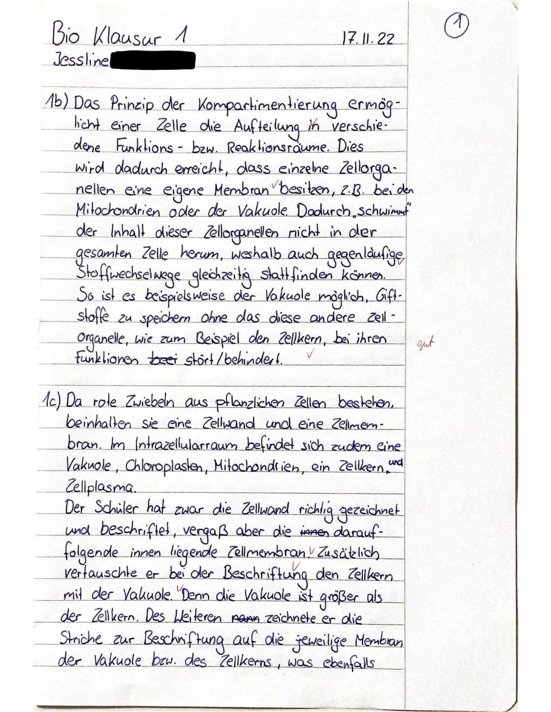 Okular.
Feintrieb
Klasse 11
Name:
?
1. Mikroskopieren
3
Jessline
Klassenarbeit 1 im Fach Biologie
17.11.2022
a) Beschriften Sie die markiert