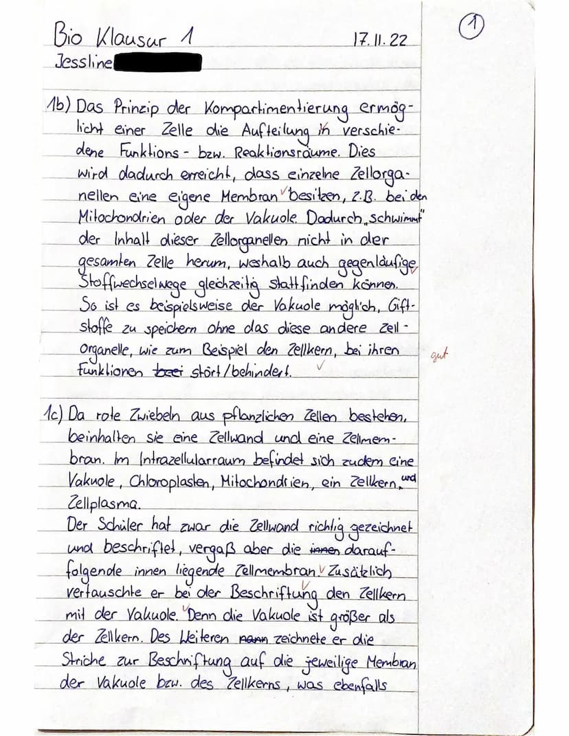 Okular.
Feintrieb
Klasse 11
Name:
?
1. Mikroskopieren
3
Jessline
Klassenarbeit 1 im Fach Biologie
17.11.2022
a) Beschriften Sie die markiert