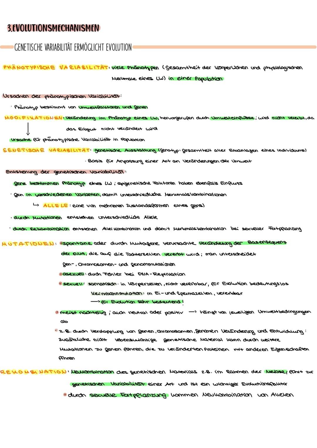 EVOLUTION:alle Prozesse, die zur Entstehung des Lebens in seiner heutigen Form und Vielfalt gefütert haben
L>Änderung der Allelhäufigkeit im