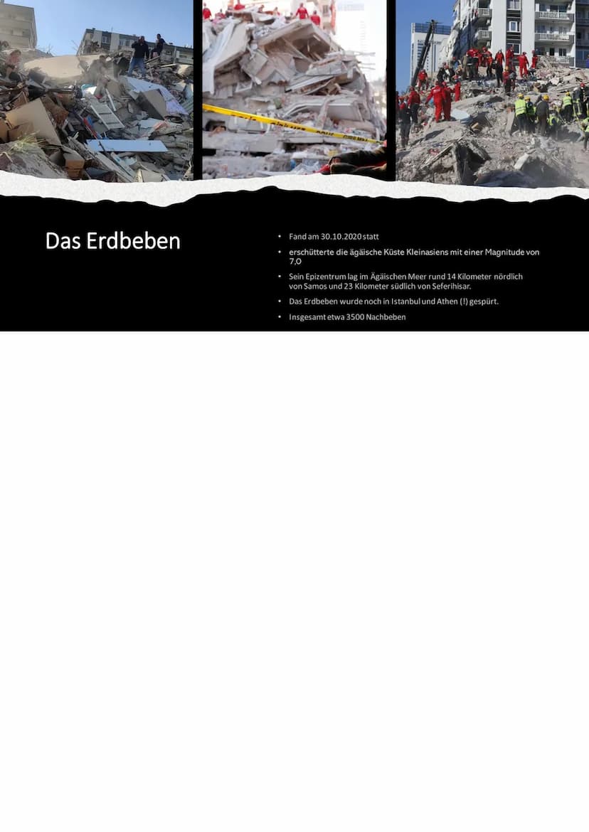 Erdbeben in
Ägäis (2020)
Eine Präsentation von Sahand, Evren,
Sebnem und Helena Gliederung
• Das Erdbeben (Allgemeines)
• Lokalisierung von 