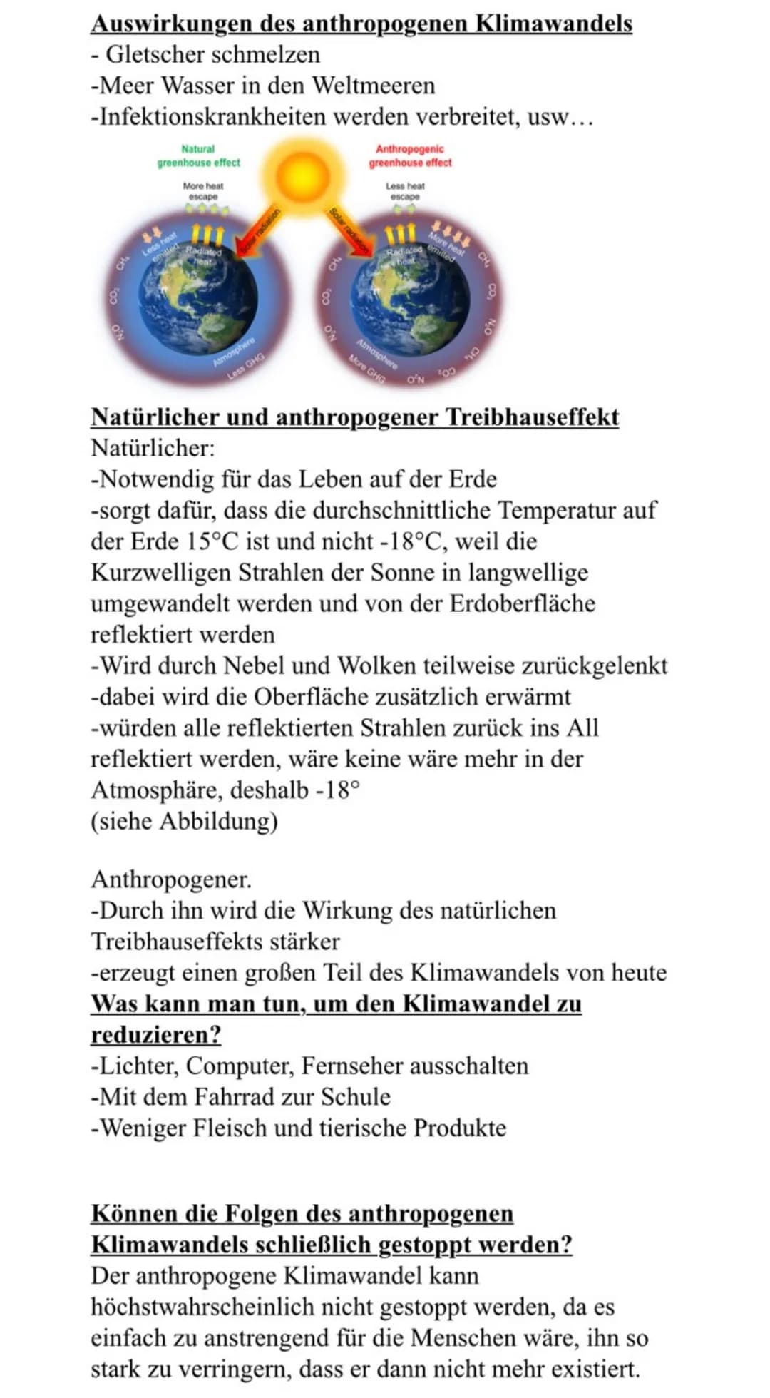 Handout
Anthropogener Klimawandel- Können die Folgen des
anthropogenen Klimawandels noch gestoppt werden?
Was ist der Klimawandel?
-Vom Klim