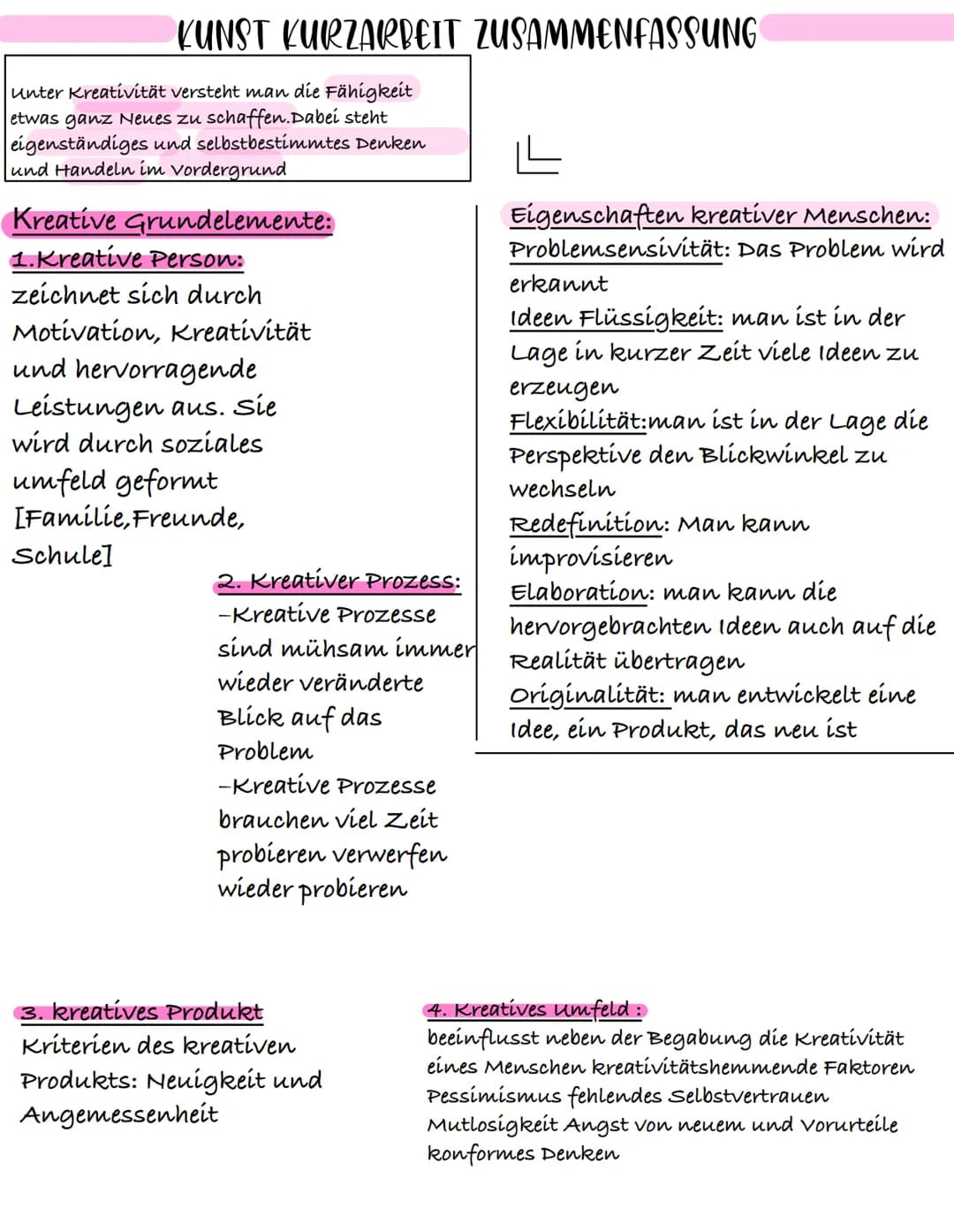 Kreativitätshemmende Faktoren:
-Pessimismus, fehlendes Selbstvertrauen
und Mutlosigkeit
-Angst vor Neuem und Vorurteile
-Komformes Denken
Kr