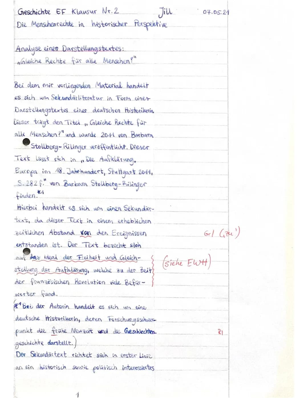 GE-GK-EF/
Materialgrundlage
Name:
Jiu
Aufgabenstellung
Klausur Nr. 2
Gleiche Rechte für alle Menschen?
- Die Menschenrechte in historischer 