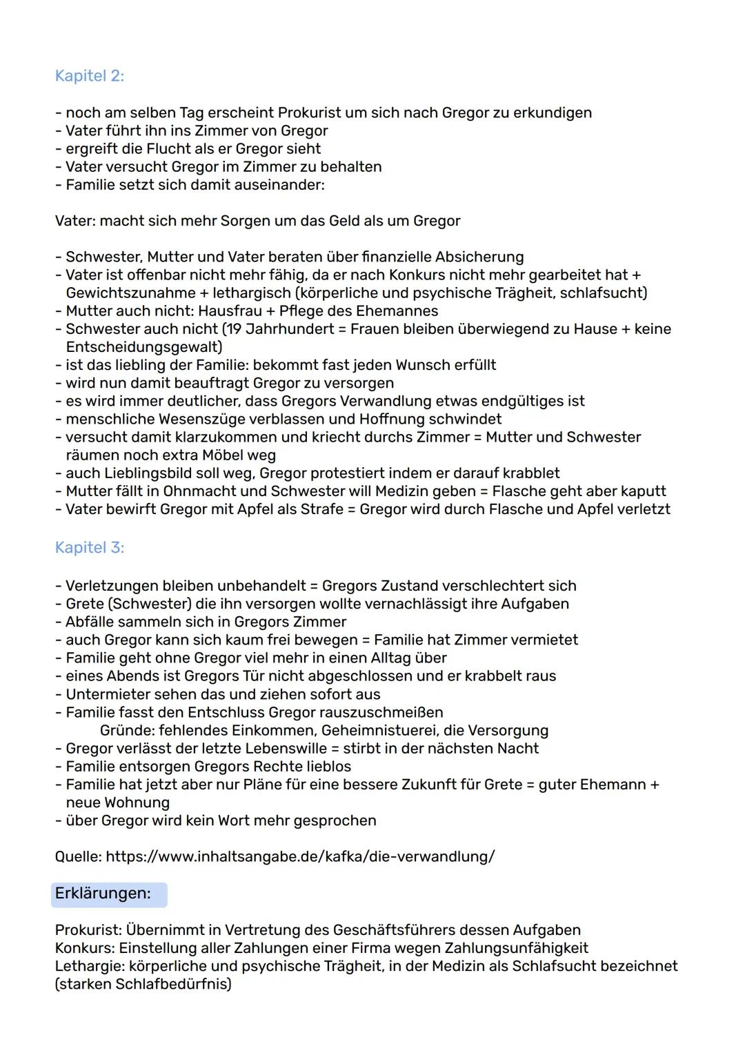 # Franz Kafka: Die Verwandlung

1. Figurenkonstellation:

Untermieter: kein
besonderes Verhältnis zu
Gregor, sehen Gregor nur
einmal und bes