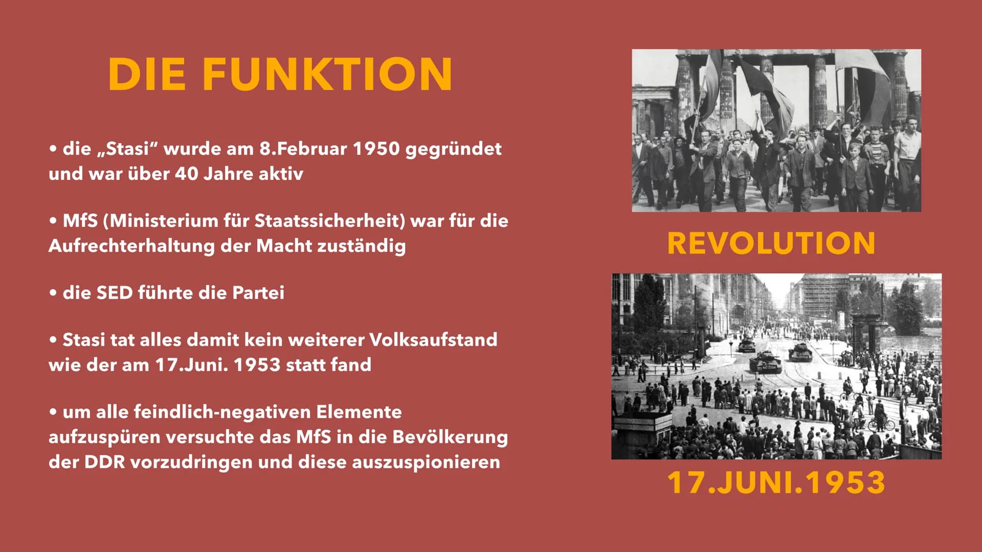 Geschichte der DDR
MINISTERIUM FÜR
STAATSSICHERHEIT
MINISTERIUM
A
ERIUM FÜR
STAATSSICHERHEIT INHALT
MINISTERIUM
0
A
ERIUM FÜR
STAATSSICH
• D