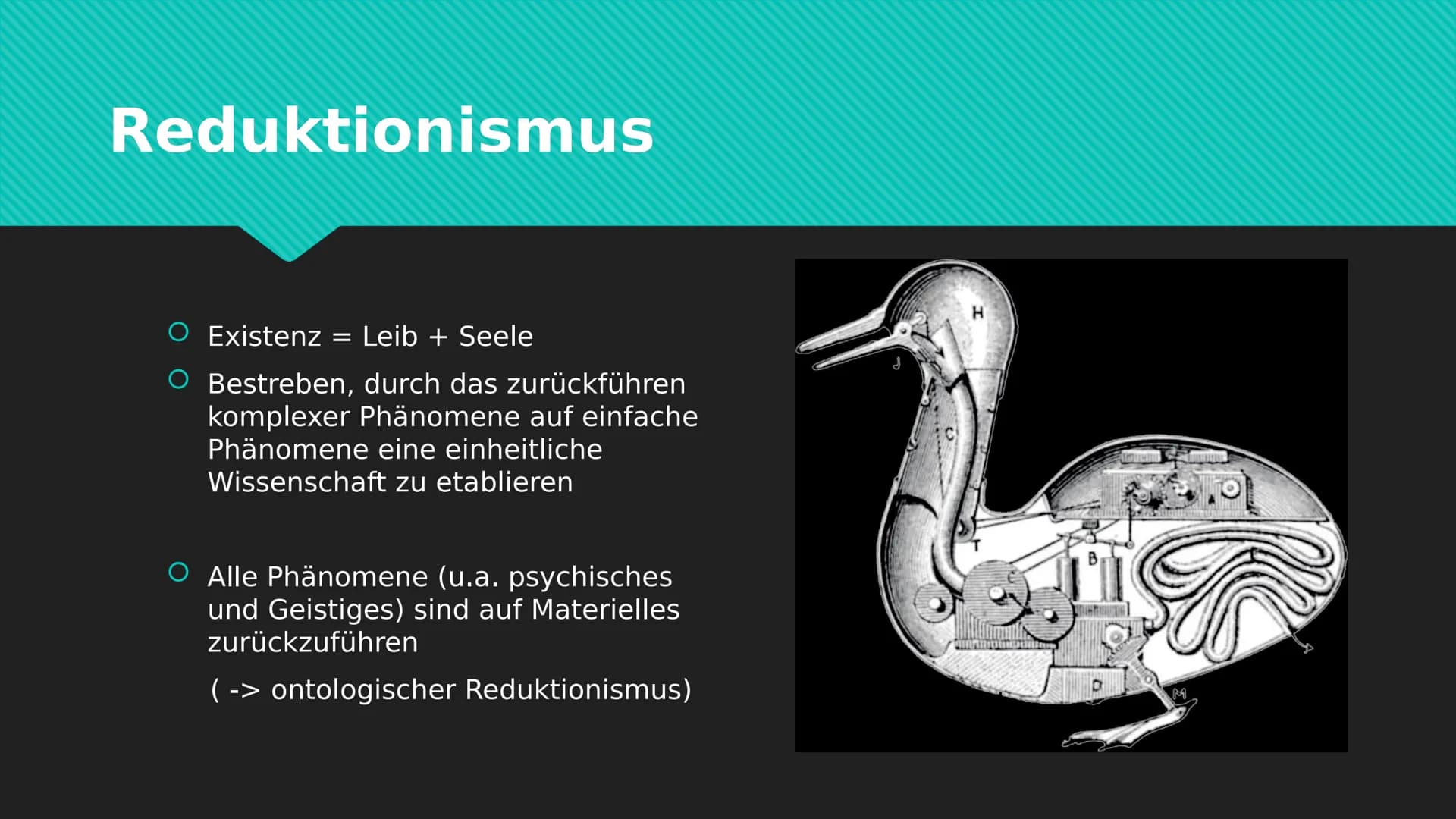 Begriffe der Leib-Seele-
Problematik Inhaltsverzeichnis
1. Idealismus
2. Dualismus
3. Materialismus
4. Reduktionismus
5. Physikalismus
6. Su