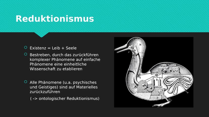 Begriffe der Leib-Seele-
Problematik Inhaltsverzeichnis
1. Idealismus
2. Dualismus
3. Materialismus
4. Reduktionismus
5. Physikalismus
6. Su