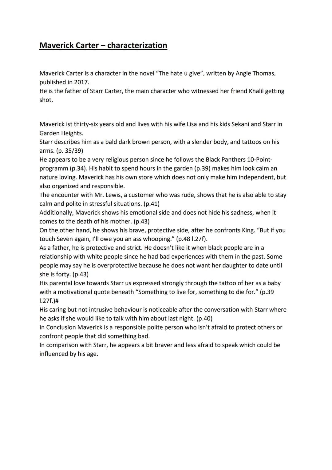 Maverick Carter - characterization
Maverick Carter is a character in the novel "The hate u give", written by Angie Thomas,
published in 2017