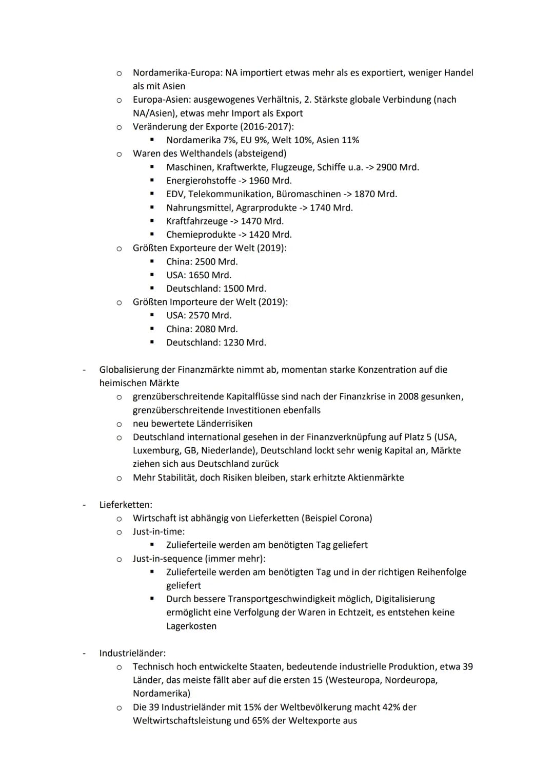 Die ökonomische Dimension der Globalisierung (Entwicklung von Handels-, Dienstleistungs- und
Kapitalströmen, Zahlungsbilanz)
Globalisierung: