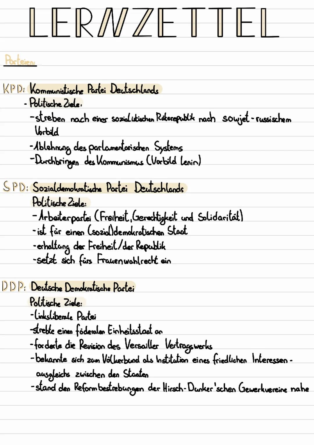 Lernzettel Geschichte 