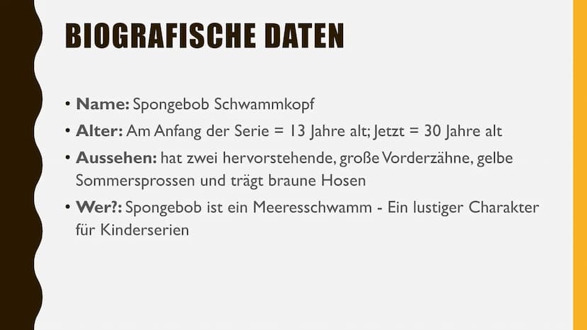 SPONGEBOB
SCHWAMMKOPF
PRÄSENTIERT VON
ALIZA & NEVA $3
S
ICH BIN
BEREIT
Er verwendet
dieses Zitat wenn
er zur Arbeit
geht. GLIEDERUNG
1. BIOG