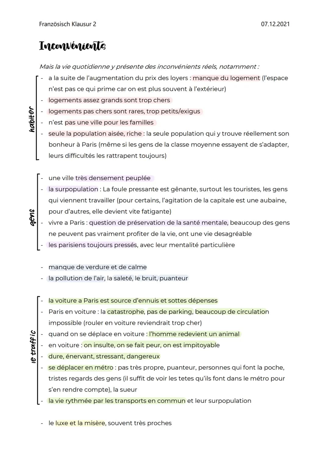 la culture
Französisch Klausur 2
Paris
des informations générales
07.12.2021
le prix des loyers : plus élevé
le population de plus en plus j