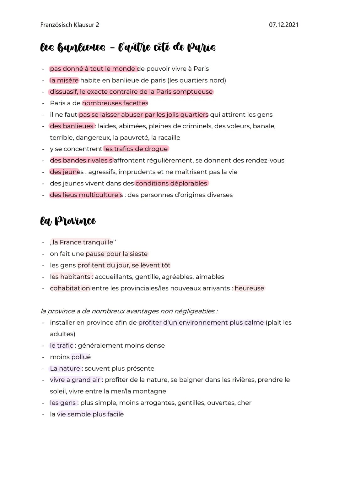 la culture
Französisch Klausur 2
Paris
des informations générales
07.12.2021
le prix des loyers : plus élevé
le population de plus en plus j