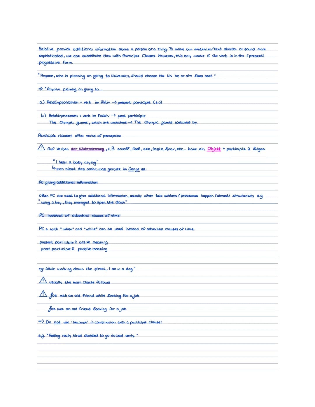 Participle Clauses instead of Relative Clauses