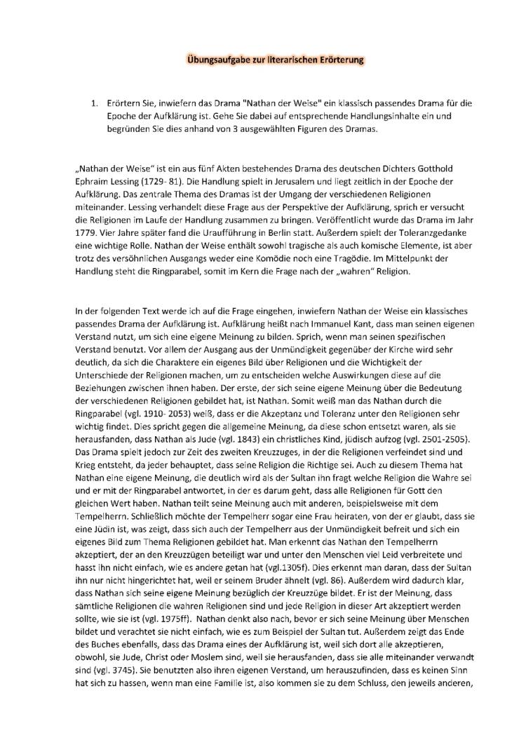 Know literarische Erörterung Nathan der Weise  thumbnail