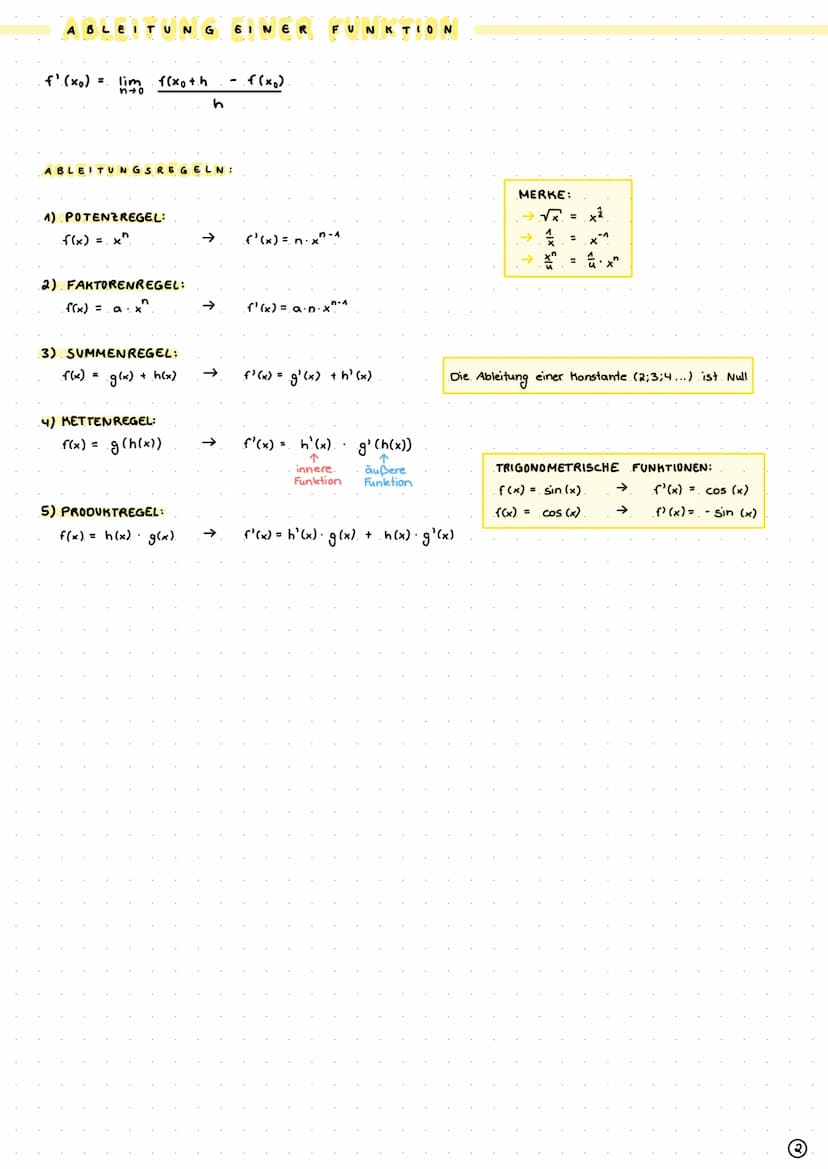MATHE KA 1 - DIFFERENTIAL RECHNUNG
MITTLERE
entspricht der Steigung einer Gerade zwischen 2 Punkten (bezogen auf ein festgelegtes Zeitinterv