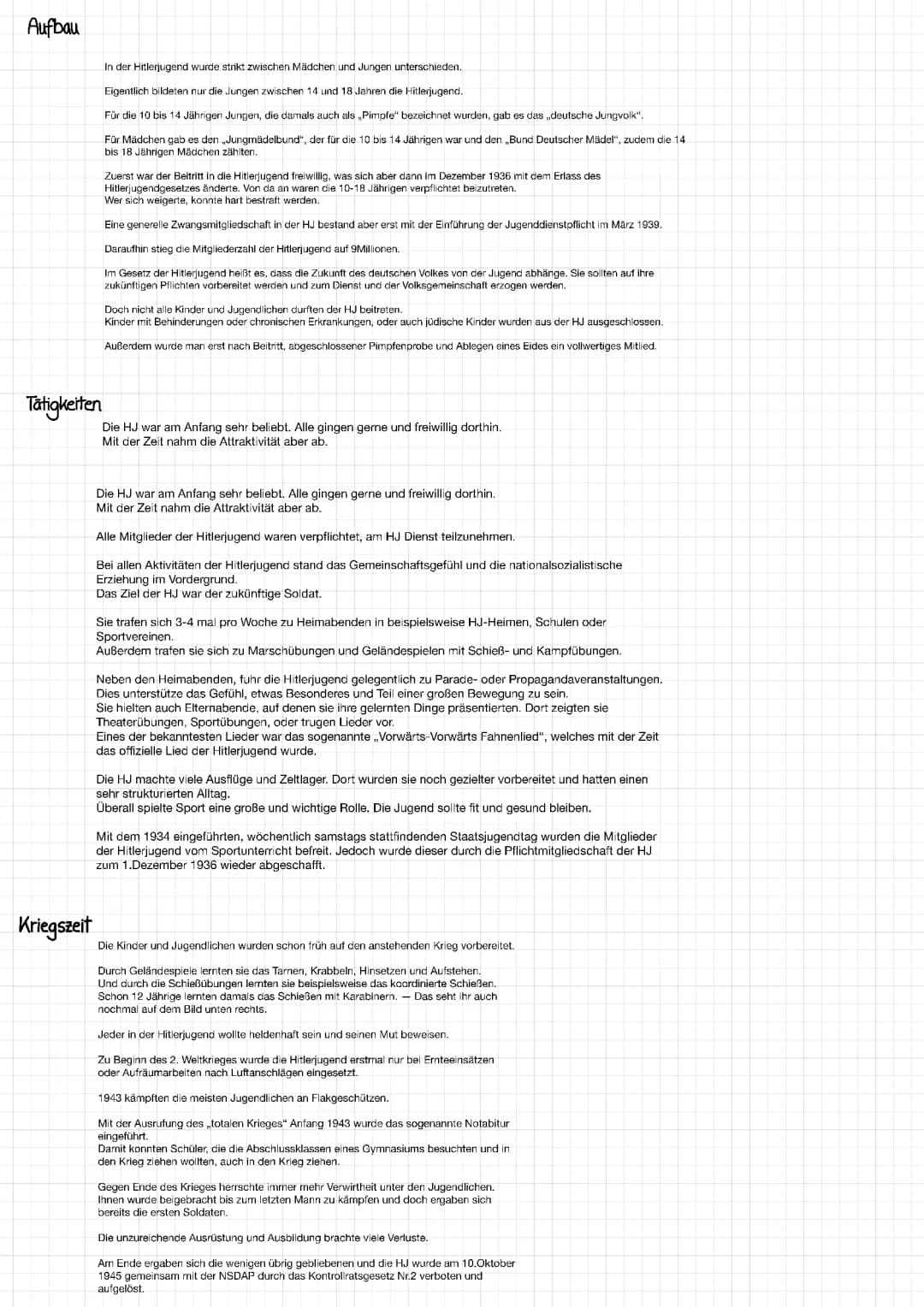 Hitlerjugend: Aufbau, Tätigkeiten und Kriegszeit Aktivitäten