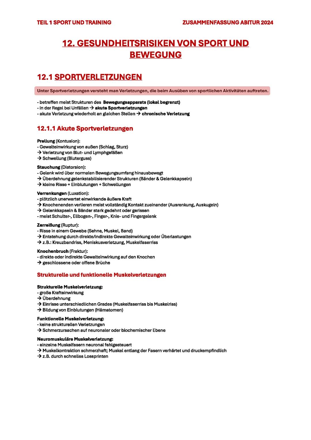 12. GESUNDHEITSRISIKEN VON SPORT UND BEWEGUNG