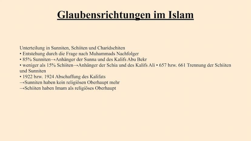 IM
Der Islam Inhaltsverzeichnis
Allgemein
Die Geschichte
Die Gläubigen
Glaubensrichtungen im Islam
Symbole im Islam
Hochzeiten
Tod und Erlös