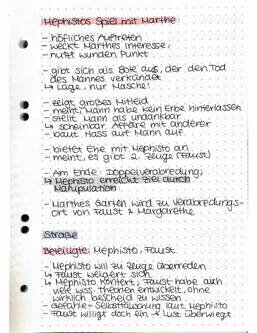  Straße
Beteiligte: Fausti Mephisto, Margarethe
erste Begegnung zw. Faust & Gretchen.
spricht sie direkt an
Anmache scheitert → Gretchen geh