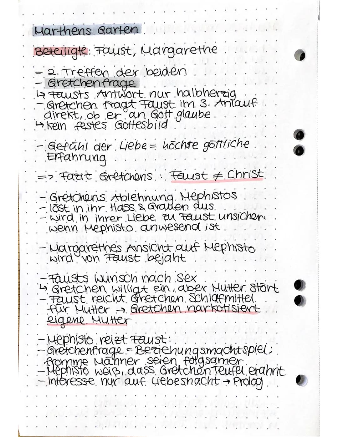  Straße
Beteiligte: Fausti Mephisto, Margarethe
erste Begegnung zw. Faust & Gretchen.
spricht sie direkt an
Anmache scheitert → Gretchen geh