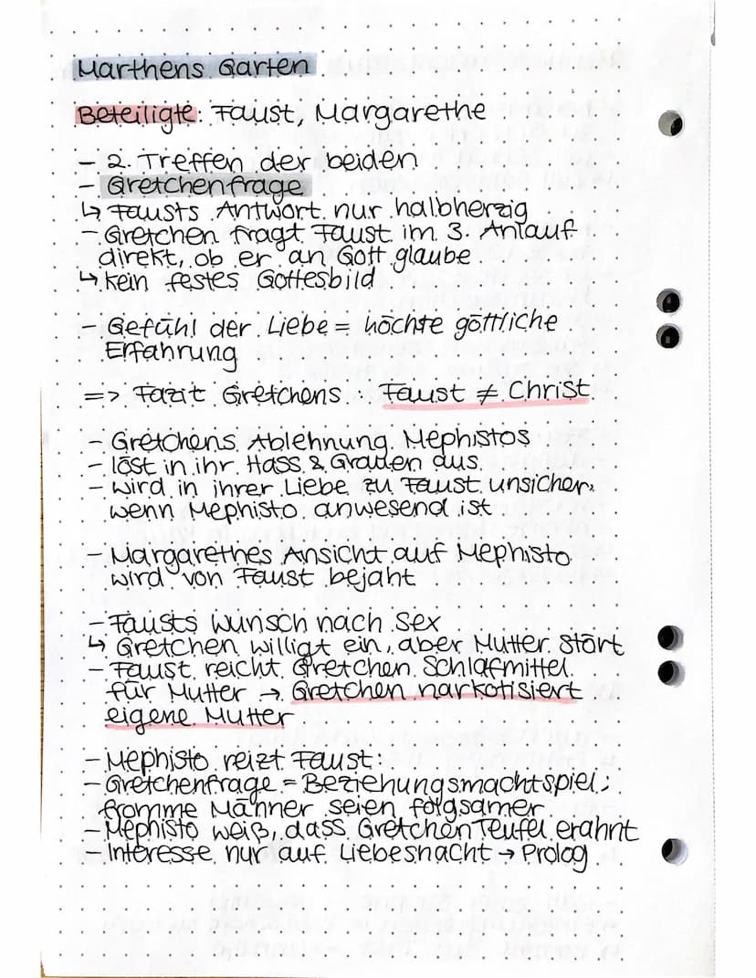  Straße
Beteiligte: Fausti Mephisto, Margarethe
erste Begegnung zw. Faust & Gretchen.
spricht sie direkt an
Anmache scheitert → Gretchen geh