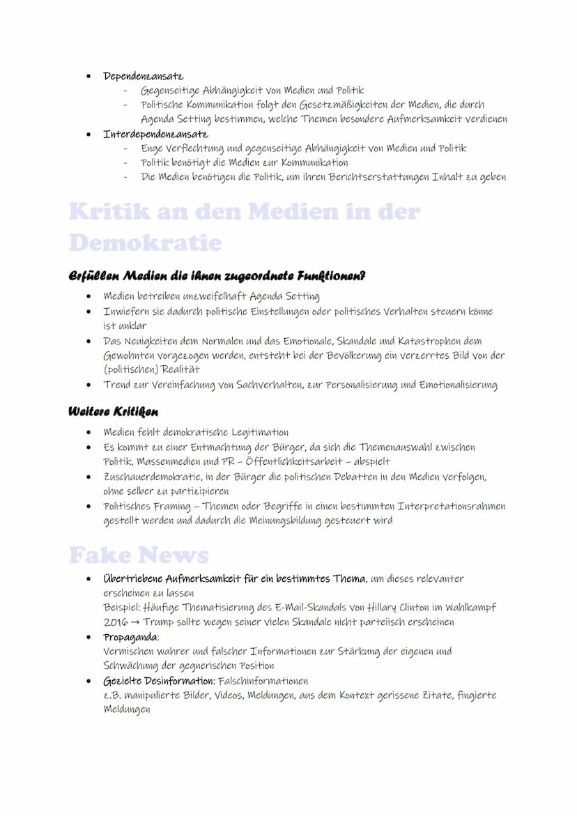 Medien- in der Demokratie -
Aufgaben der Medien in einer
Demokratie
Informationsfunktion
●
●
Vollständige, sachliche, korrekte und verständl