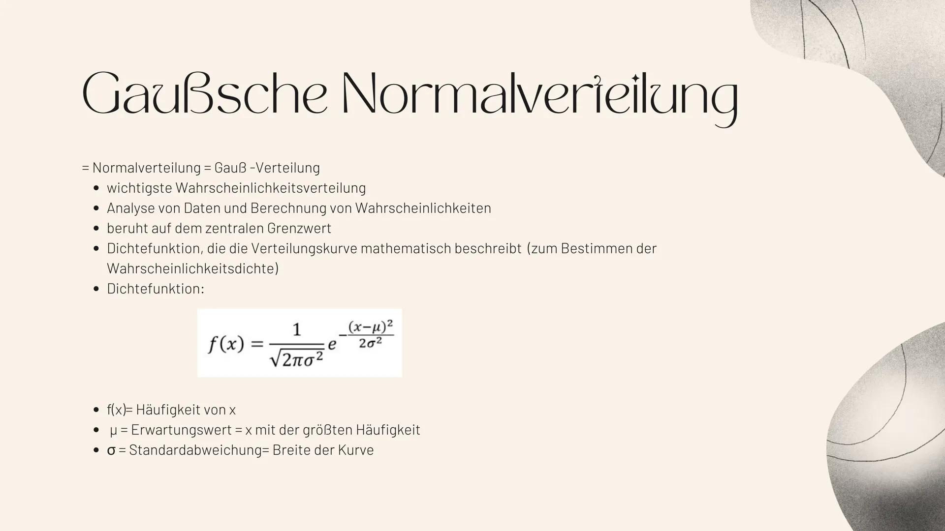 # GAUSSSCHE
# GLOCKENKURVE

MSS 13 Inhalisverzeichnis

Biografie- Carl Friedrich Gauß
02

Gaußsche Normalverteilung
03

Eigenschaften
04

Ei