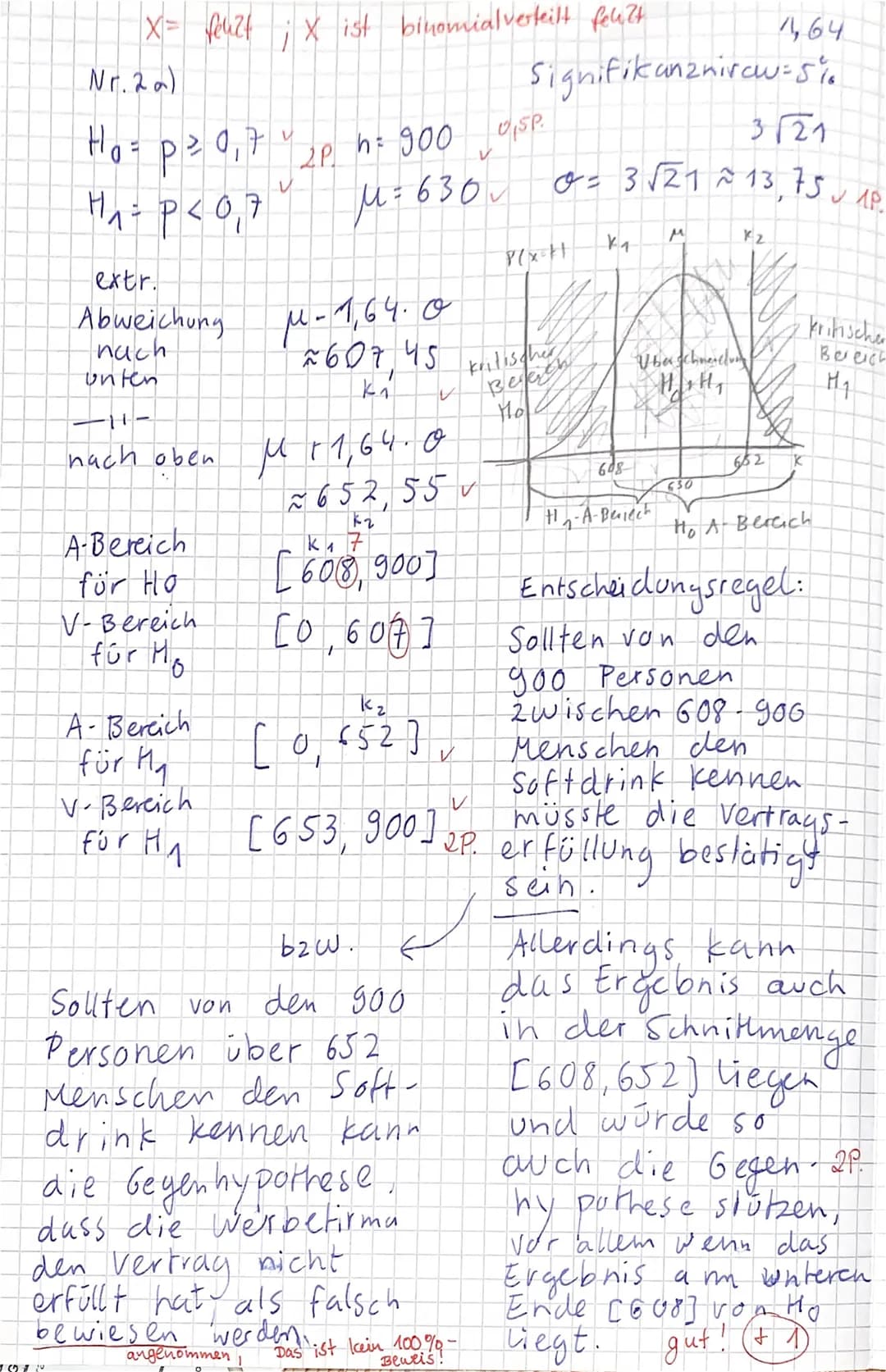 Hilfsmittelfreier Teil (15P)
Klausur Nr. 1
0,5
Aufgabe 1 (5P)
50 % der der Studierenden, die sich zu einer Klausur anmelden, sind
Wiederhole
