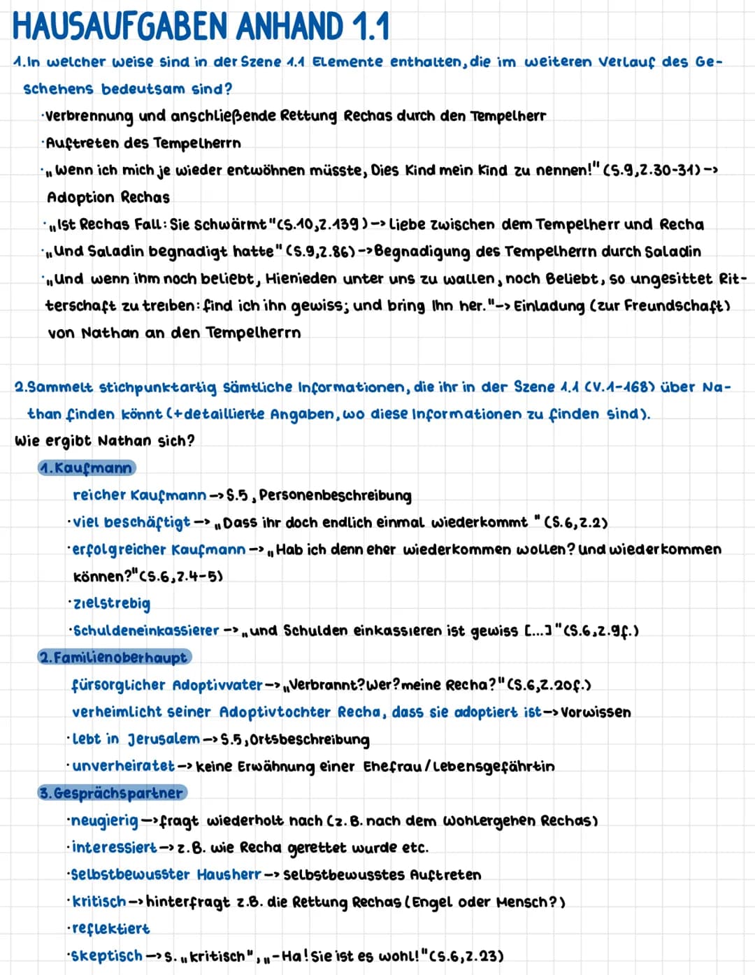 HAUSAUFGABEN ANHAND 1.1
1.In welcher weise sind in der Szene 4.4 Elemente enthalten, die im weiteren Verlauf des Ge-
schehens bedeutsam sind