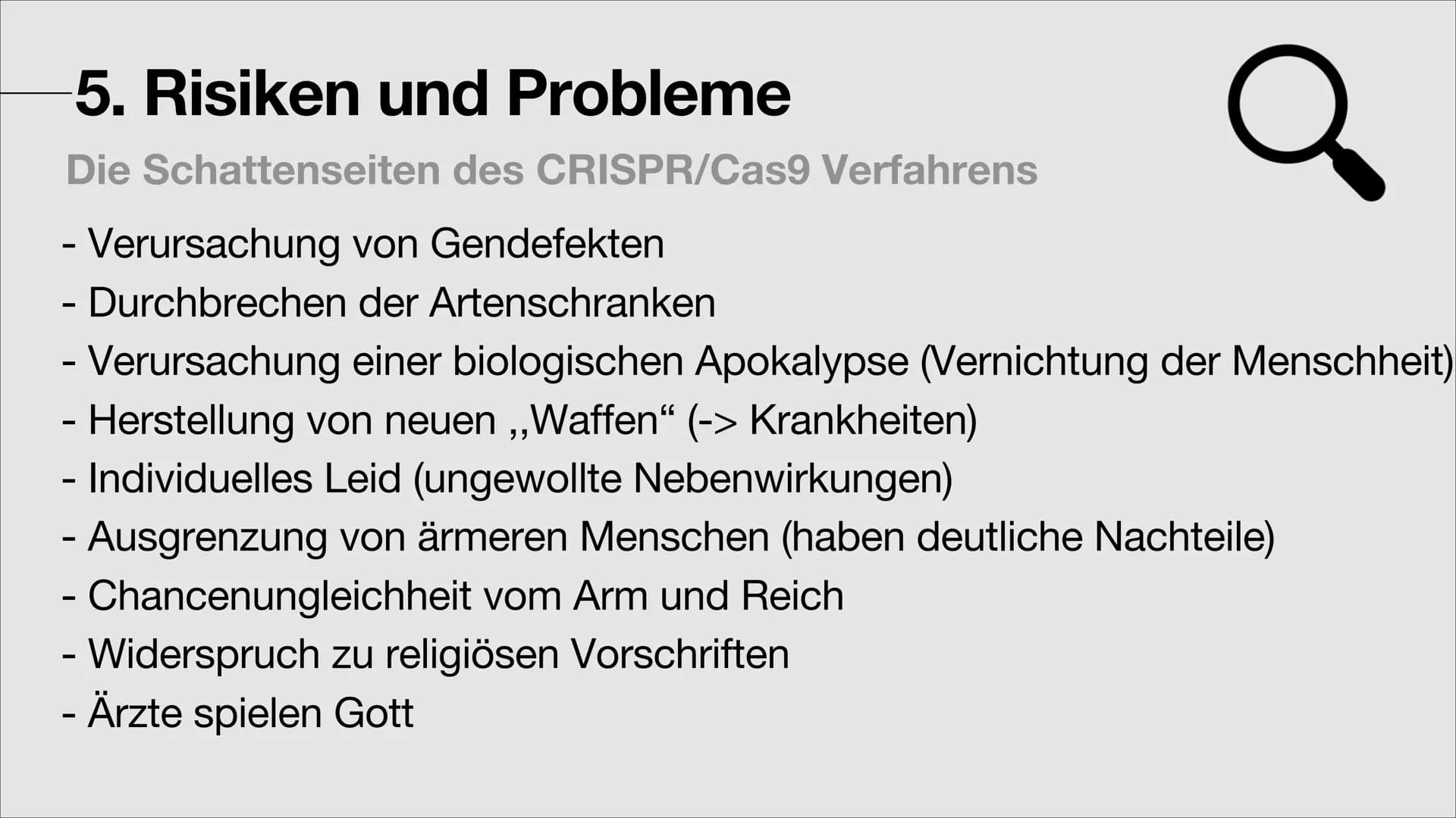 ㅍ
|||
+
Genschere CRISPR/Cas9
Transhumanismus
☆ Gliederung
1. Allgemeine Informationen über das CRISPR/Cas9 Verfahren
1.1. Besonderheiten de