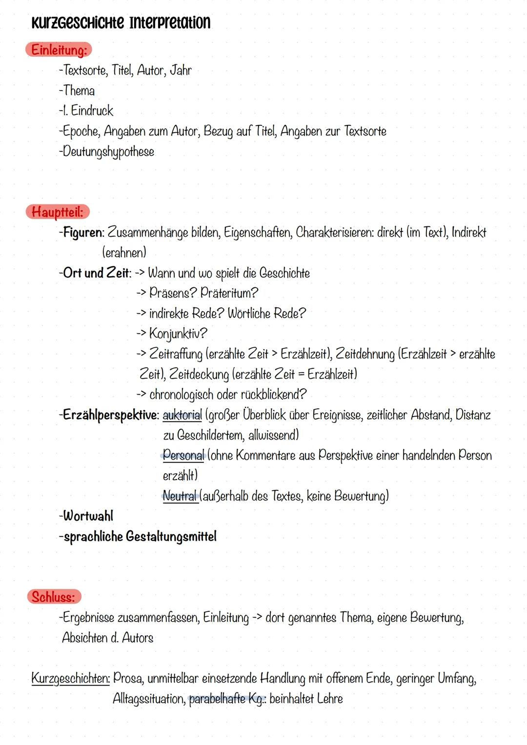 KurZGESCHICHte Interpretation
Einleitung:
-Textsorte, Titel, Autor, Jahr
-Thema
-1. Eindruck
-Epoche, Angaben zum Autor, Bezug auf Titel, An